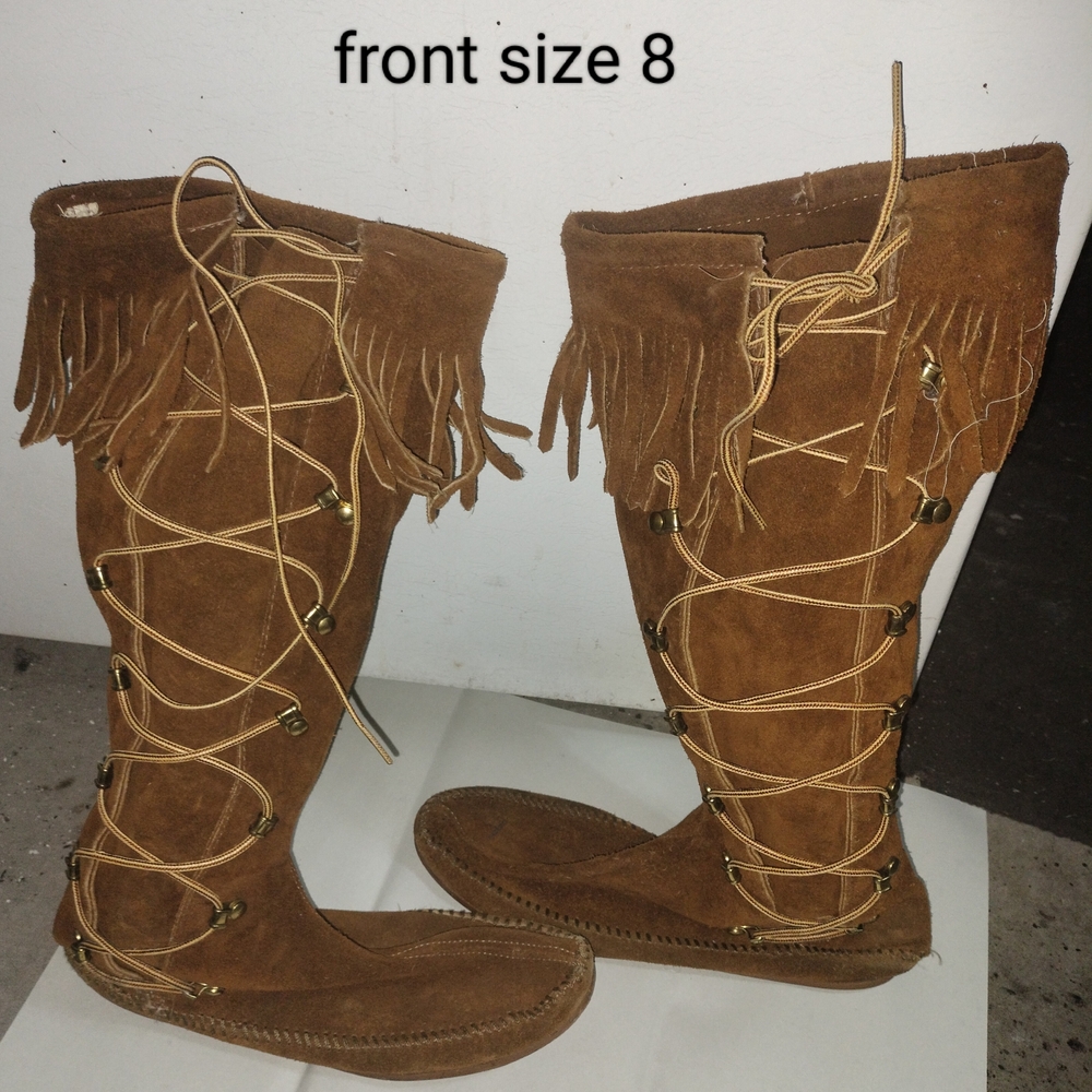 Brown Lace Up Knee High Boots